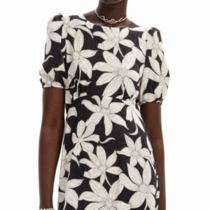 Vestido floral blanco y negro Desigual