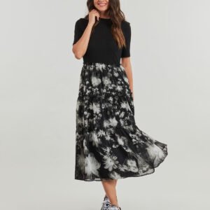Vestido negro con flores blancas Desigual