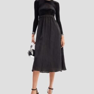 Vestido Negro Terciopelo Desigual